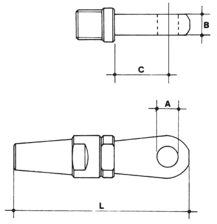 Σχέδιο τερματικού inox swift με μάτι Β