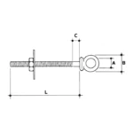 Σχέδιο ματιού inox με παξιμάδι και ροδέλα