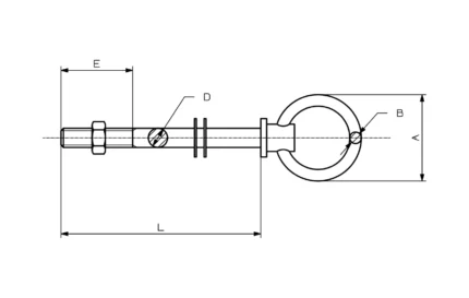 Σχέδιο βίδας κρίκου inox με παξιμάδι και δύο ροδέλες