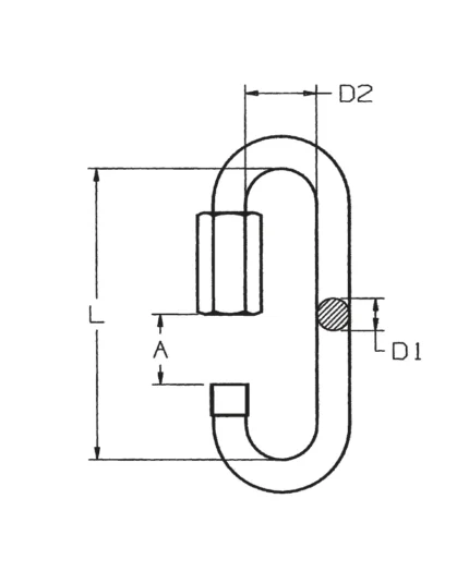 Τεχνικό σχέδιο μακριού συνδέσμου quick link Steel Fe 360 B