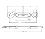 Τεχνικό σχέδιο εντατήρα μάτι γάντζου cast iron steel