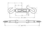 Τεχνικό σχέδιο εντατήρα γάντζος γάντζος cast iron steel