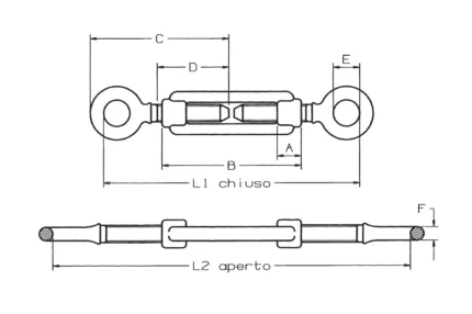 Τεχνικό σχέδιο εντατήρα μάτι μάτι DIN 1480 Steel Fe 430B