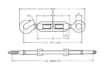Τεχνικό σχέδιο εντατήρα μάτι γάντζου DIN 1480 Steel Fe 430B