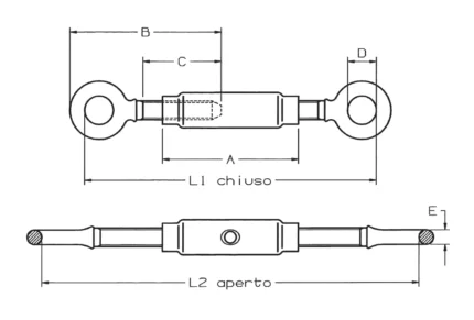 Τεχνικό σχέδιο εντατήρα μάτι μάτι DIN 1478 Steel Fe 430 B