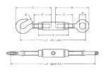 Τεχνικό σχέδιο εντατήρα μάτι γάντζου DIN 1478 Steel Fe 430 B