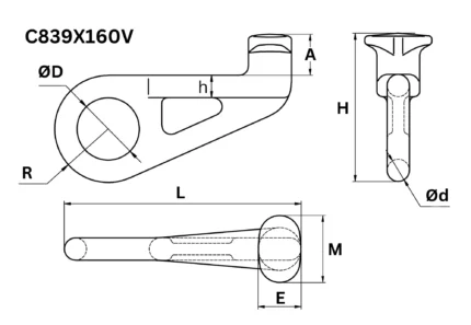 Τεχνικό σχέδιο γάντζου container με ISO point G100_3