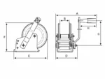 Τεχνικό σχέδιο βαρούλκων HW-B από 600 έως 2.500 lb