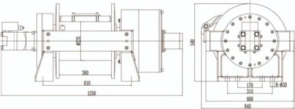 Διαστάσεις υδραυλικού βαρούλκου RUNVA HWE 300
