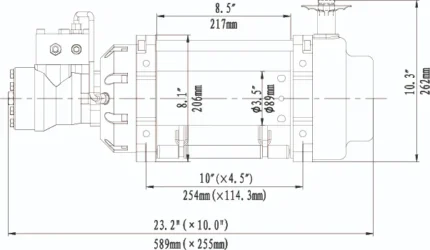 Alt 3 – σχεδιάγραμμα Διαστάσεις υδραυλικού βαρούλκου RUNVA HWN 15000I